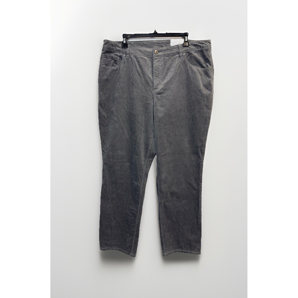NEW Style & Co Women's 16W Tummy Control Corduroy Hi-Rise Straight Pants Grey